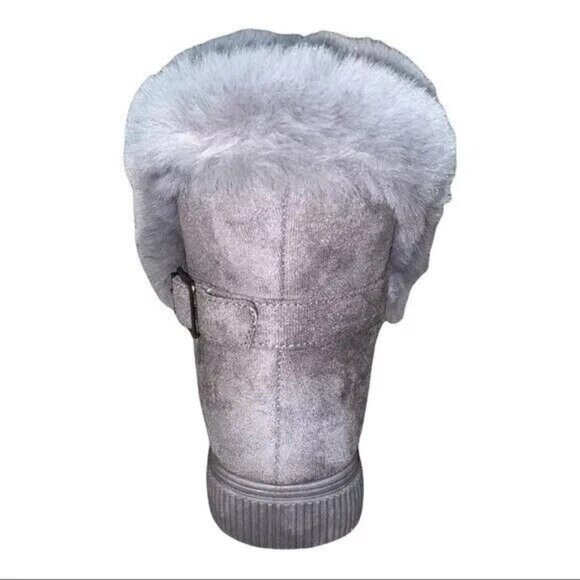 Journee Collection Women's Sibby Winter Ankle Boot Faux Fur Trim Grey Size 9 - Picture 4 of 9